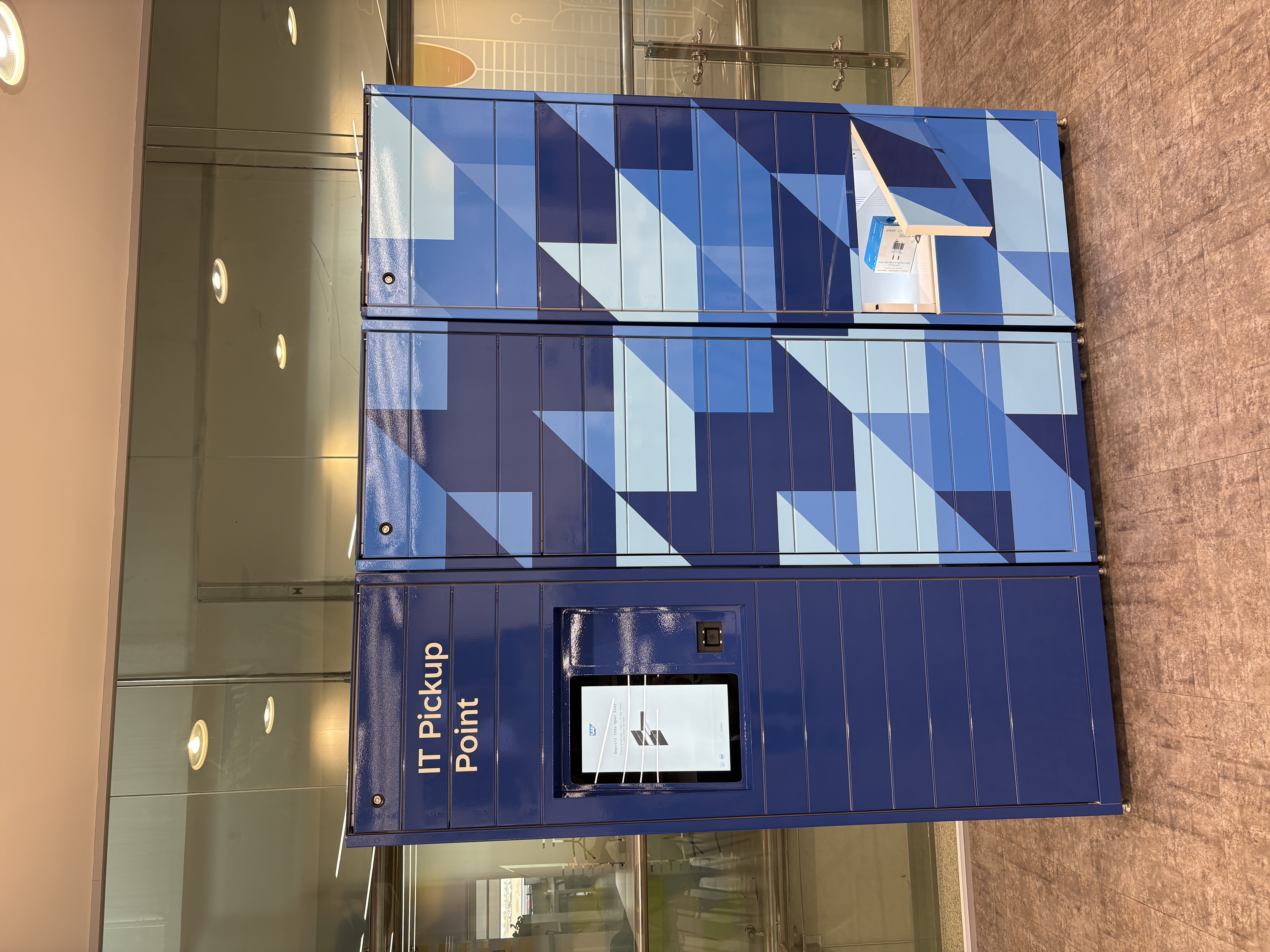 IT Pickup Point locker — touch screen panel and compartment detail